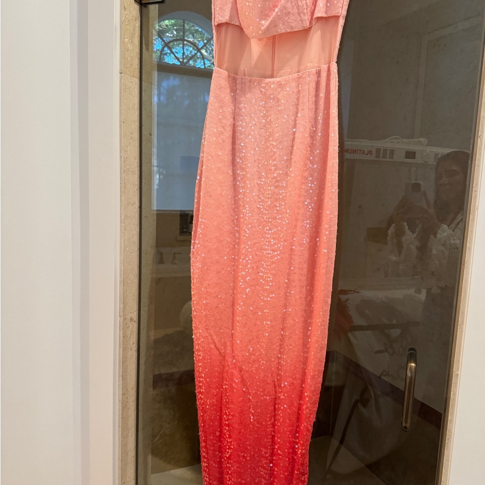 Glamorous Strapless Pink Sequin Dress